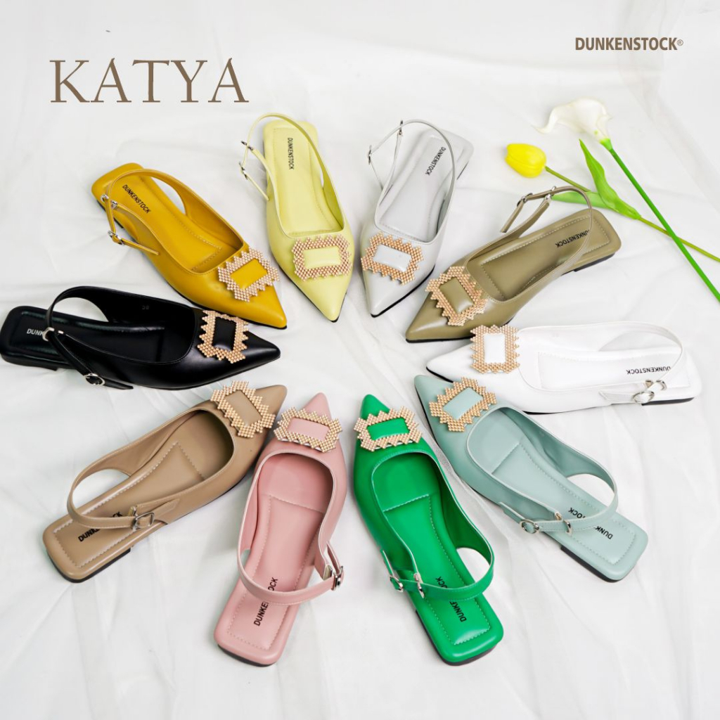 Adarastore - Dankenstock KATYA Flat Shoes Lancip Wanita Sepatu Sendal Cewek Hak Rendah