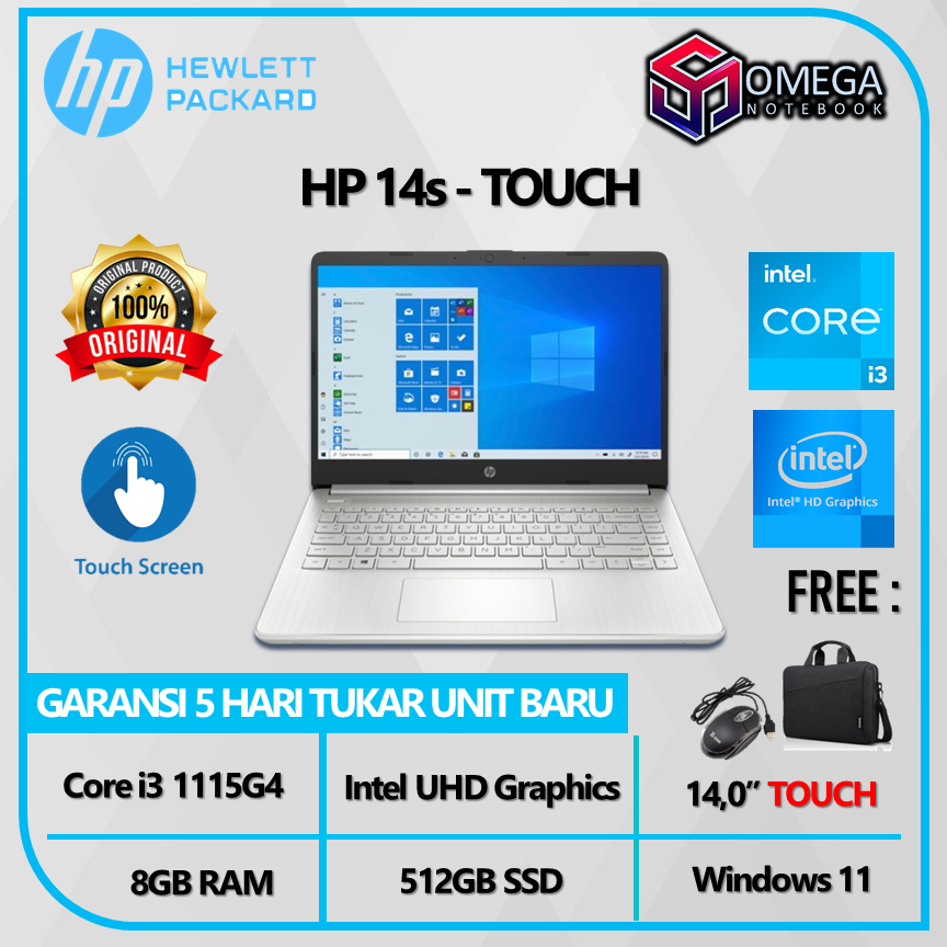 Laptop HP 14 TOUCH i3 1115G4 8GB 512GB UHD 14,0 Windows 11