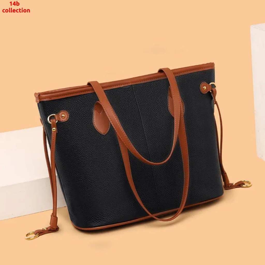 Totebag Wanita 2 in 1 Tas Kerja Kuliah Jinjing Shoulder Bag Resleting Import/TAS SELEMPANG WANITA TOTEBAG PREMIUM IMPORT KULIT HITAM  SHOULDER KULIAH KERJA SLINGBAG BESAR