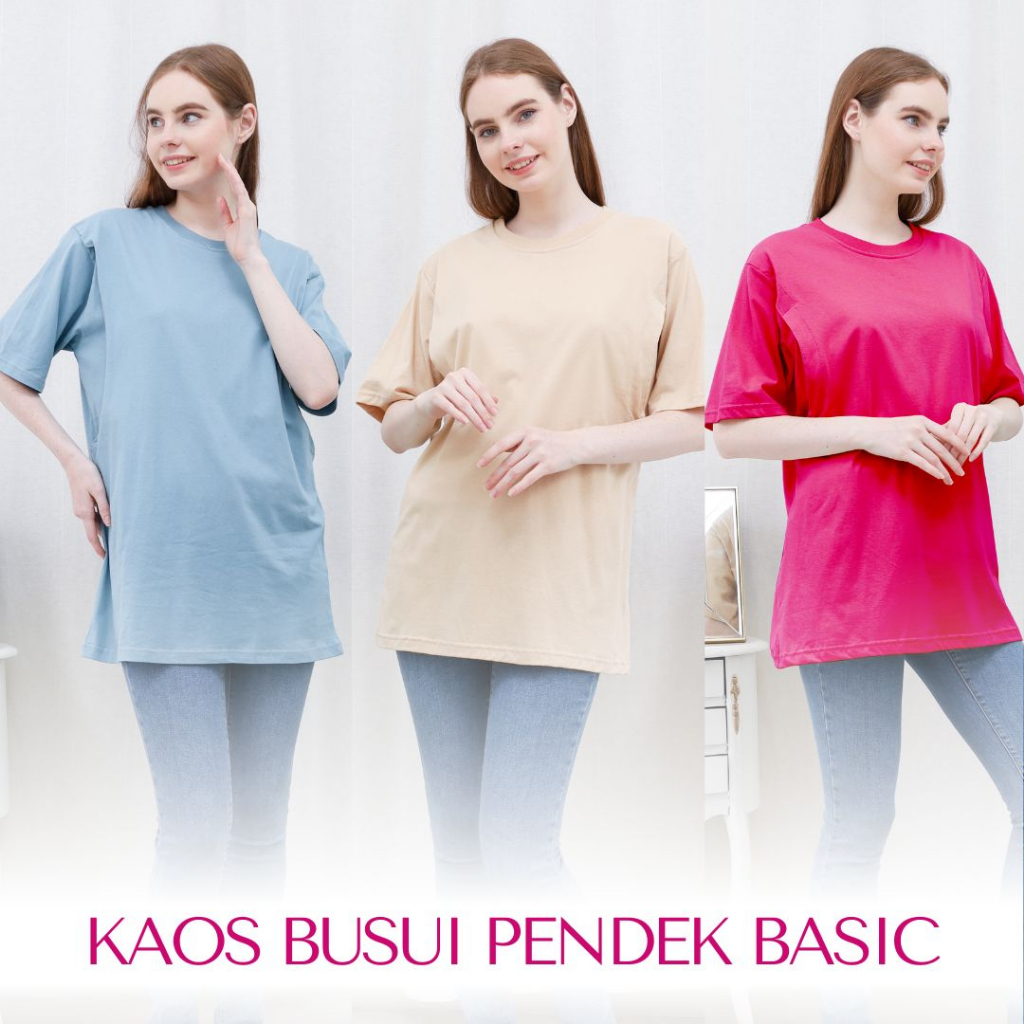 Momiasi - Baju Kaos Ibu Menyusui Wanita Busui Nursing Wear Lengan Pendek Jumbo Bukaan Belahan Samping Premium