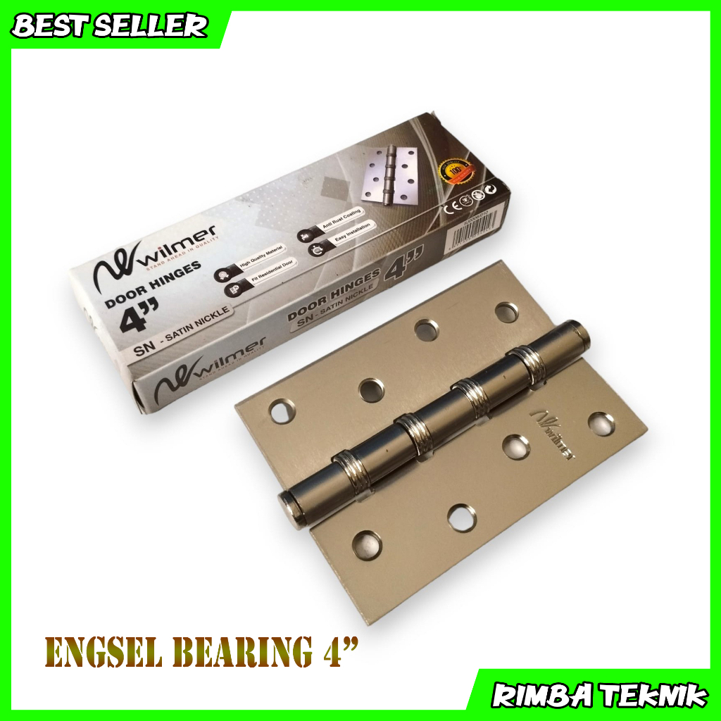 Engsel Bearing Pintu Jendela 4 inch Free Sekrup / mur Satin Nickle WILMER WEB-4SN