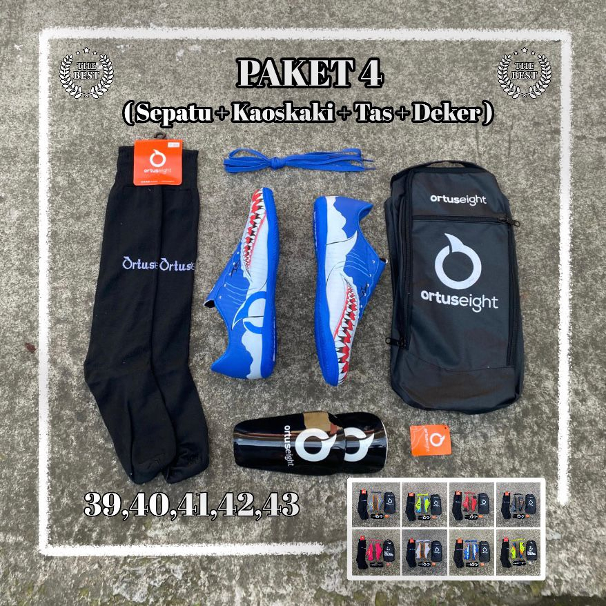 Sepatu Futsal Pria Ortuseight Shark Hiu In Blue Paket 4