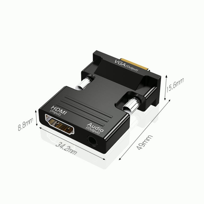 YUN Mall  Adapter Konverter HDMI Female to VGA Male Kabel Converter Mengubah Colokan Transfer Video dan Suara 1080P Audio Port Plug and Play