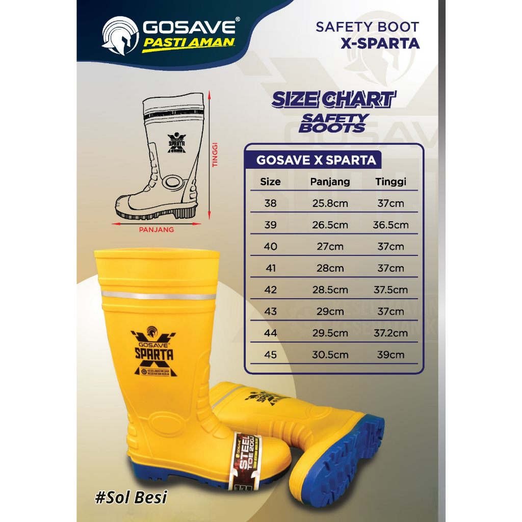 Sepatu Boot Safety Sparta X Gosave Ujung Besi dan Mid Sole Steel Plate