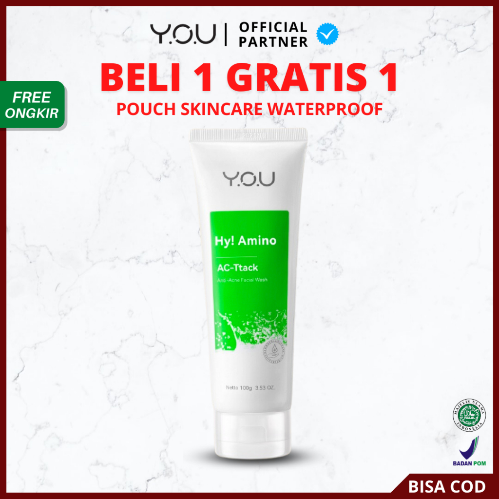 [ FREE GIFT ] YOU Facial Wash Hy! Amino Anti Acne Sabun Cuci Muka Acnes Creamy Wash - Mencegah Jerawat Di Wajah