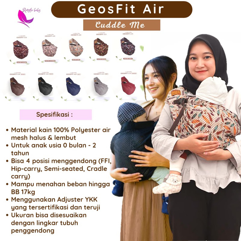 Cuddleme GEOSFIT AIR Gendongan bayi anak geos fit jarik minisling cuddle me gendongan samping mshape