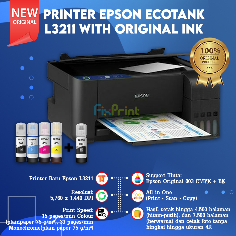 Printer Ecotank L3211 New Epson Print Scan Copy All In One Printer