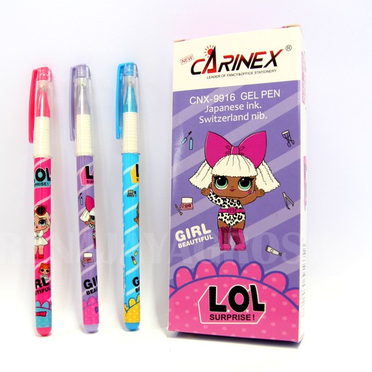 

(1pak/12pcs) Carinex cnx-9916 / pulpen gel murah motif LOL / bolpen anak karakter lucu