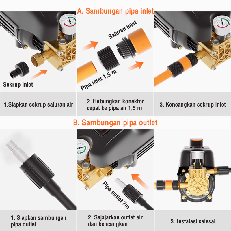 Alat steam cuci motor 200Bar mobil Jet Cleaner mesin cuci mobil tekanan tinggi pressure washer jet cleaner Cuci Steam Mobil