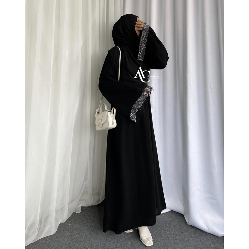 Abaya Turkey Hitam Gamis Dress Saudi Bahan Jetblack 864