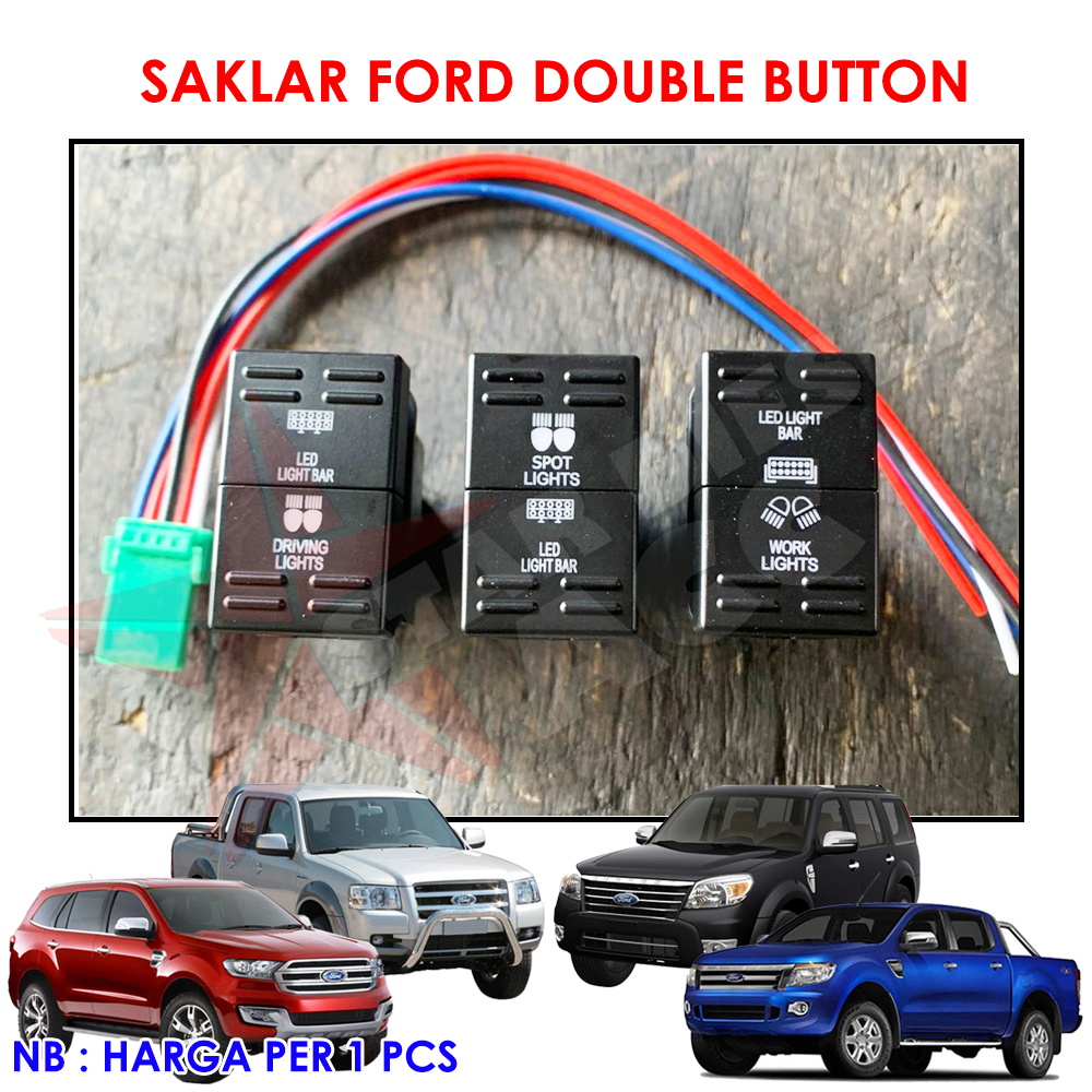 TOMBOL SAKLAR LAMPU FORD RANGER 2.2 3.2 MAZDA BT50 2 TOMBOL AKSESORIS FORD EVEREST DOUBLE BUTTON LAM