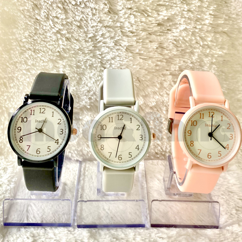 Jam Tangan Analog Pria Dan Wanita Strap Rubber Polos Daily Fashion Korea Watch