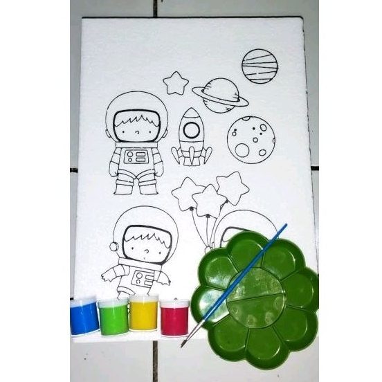 

1 set stereofom gambar lukis uk 35x25 isi 6pcs+4 warna+kuas-palet/edukasi anak/melukis