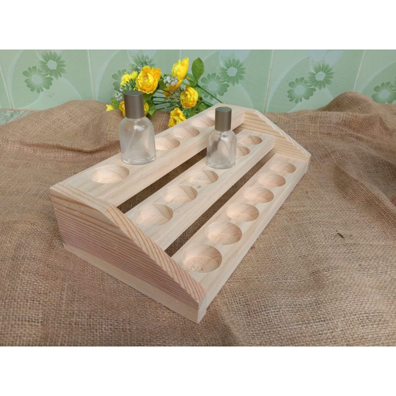 Helle_Bore Tatakan Parfum Lelabo 30Ml, Stand Tingkat Botol Lelabo 30Ml, Holder Kayu Lelabo 30Ml