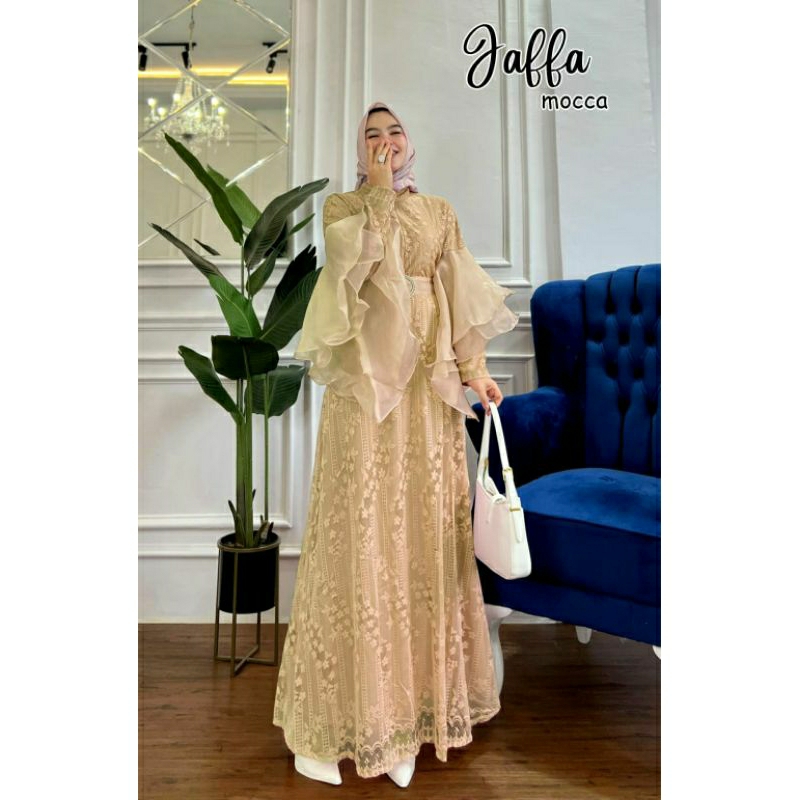 Jaffa Maxy, GAMIS LEBARAN CANTIK MODIS FIT XXL LD 110 BAHAN BROCADE MALIKA IMPORT FURING MIX ORGANZA ZIPPER BUSUI TERMURAH TERLARIS OOTD