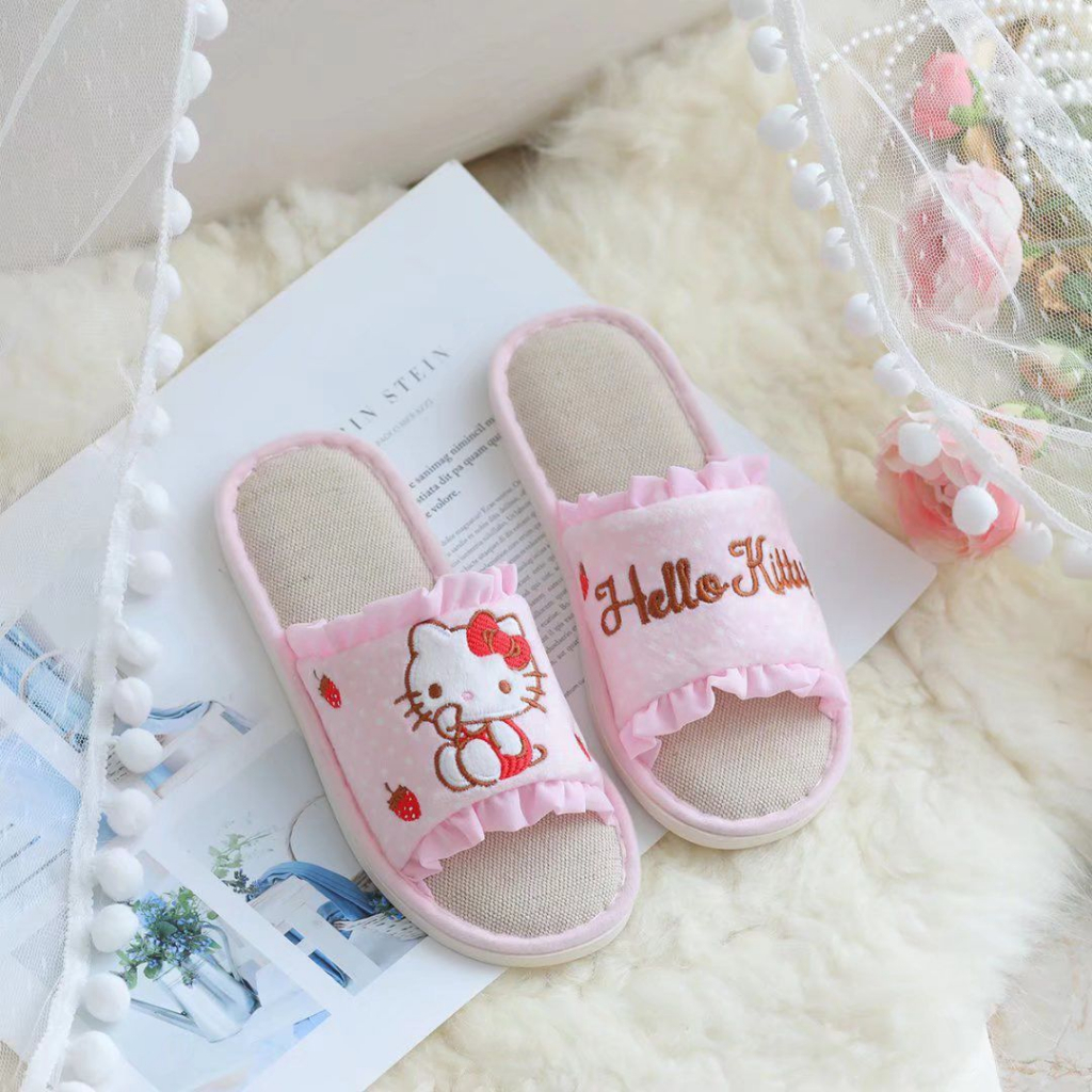 SANDAL RUMAH CINNAMOROLL MELODY KUROMI HELLO KITTY SEPATU KAMAR ALAS COKLAT