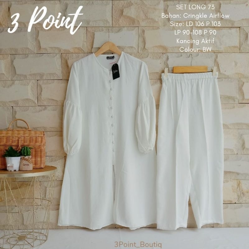 Setelan Crinkle Airflow Setelan Long Tunik Setelan 3Point