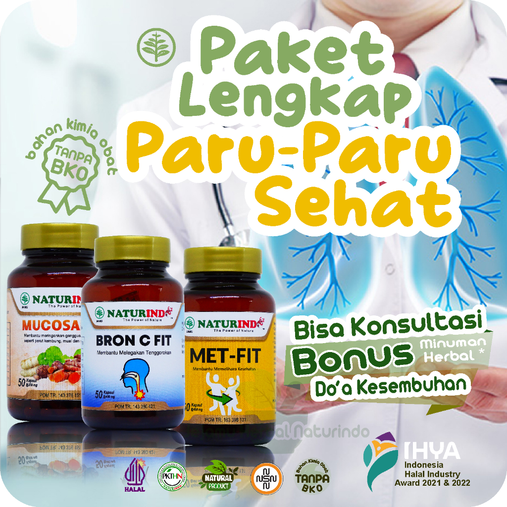 Paket Lengkap Paru Paru Sehat Obat Herbal Kesehatan Paru-Paru Bron C Fit Mucosafit Metfit Jejamu Her