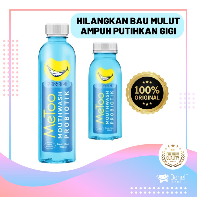 BPOM 250ML METOO MOUTHWASH FRESH MINT / Obat Kumur Probiotik / Nafas segar / Pemutih gigi / Mouth Wash Ampuh Penghilang Bau Mulut / Pembersih Plak Karang Gigi Ampuh 250 Ml 100 12 sachet / 100ml 12ml