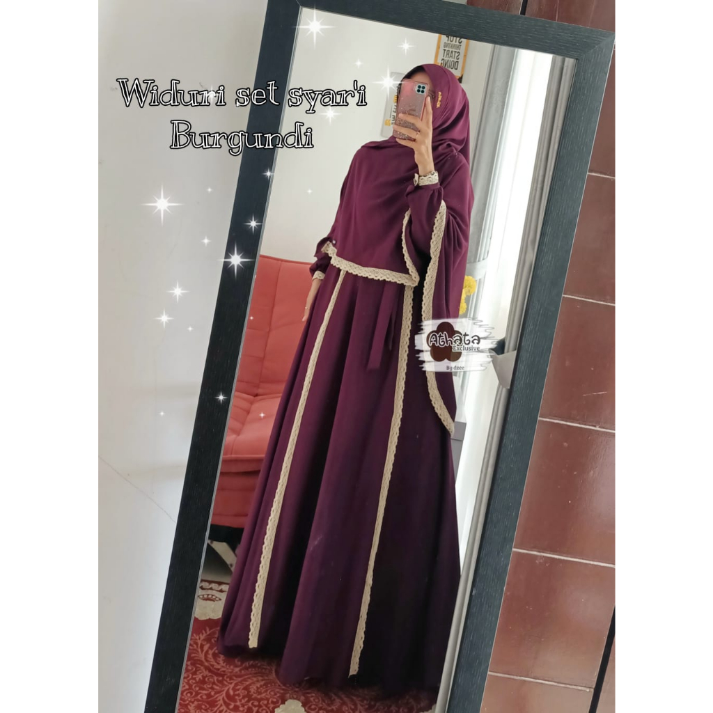 Widuri Set Syar'i/ Gamis Original Athata Exclusive/ Gamis Set Hijab Bahan Ity Crepe