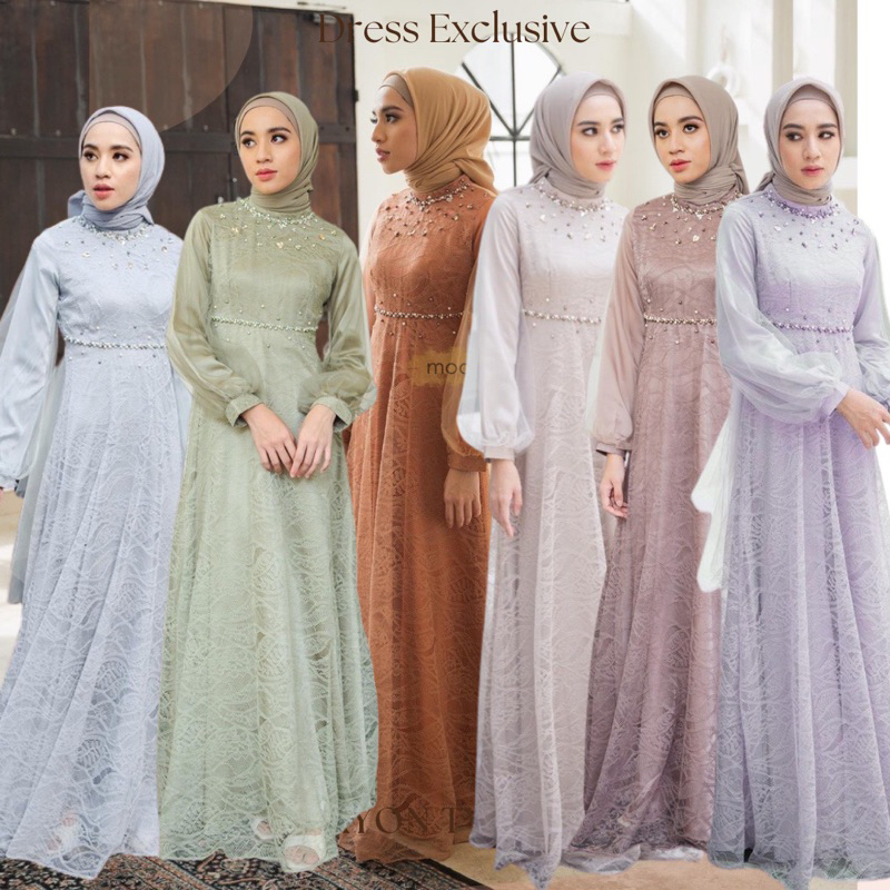 Dress Exclusive Hari Raya Pre Wedding Undangan Pernikahan Bridesmaid teracota sage biru silver lilac ungu milo cream dove