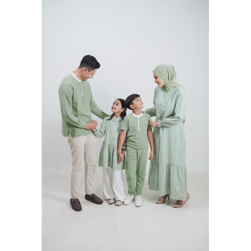 ABIMIYA MAHEERA IEDSERIES || SARIMBIT LEBARAN || Family Set Sage by Beeboo Design