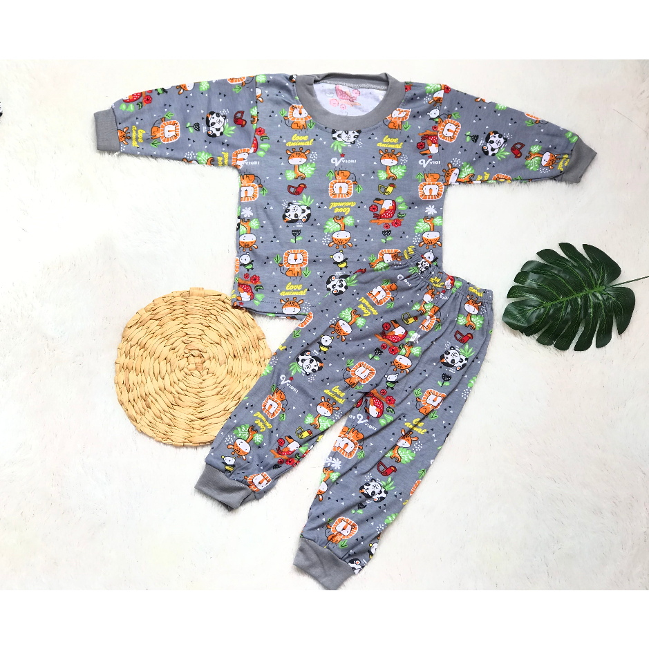 Setelan Baju Bayi Motif Setelan Baju Bayi Kancing Pinggir Baju Bayi Lucu Ukuran S, M Umur  3 Bulan - 2 Tahun