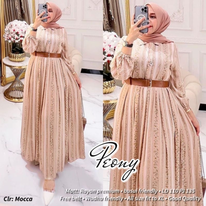 PEONY DRESS GAMIS BUSUI GARIS PREMIUM ORI