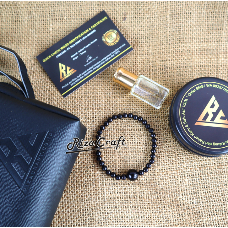 Gelang Pria Wanita Tasbih Kayu Kokah Kaukah Kokka ASLI Arab Bulat motif Hitam Kecil 33 Keren Simple