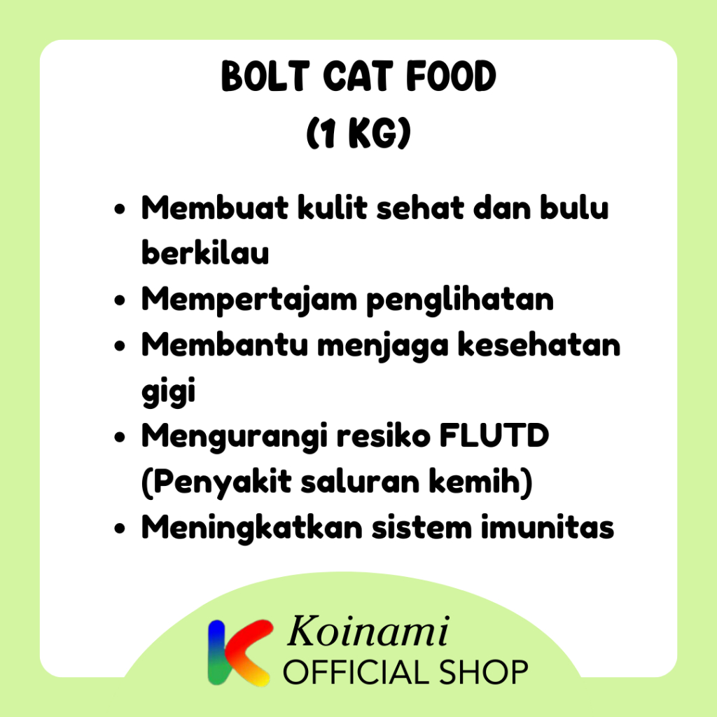 BOLT CAT FOOD 1kg / cat food / dray food / pakan hewan / makanan kucing / petshop