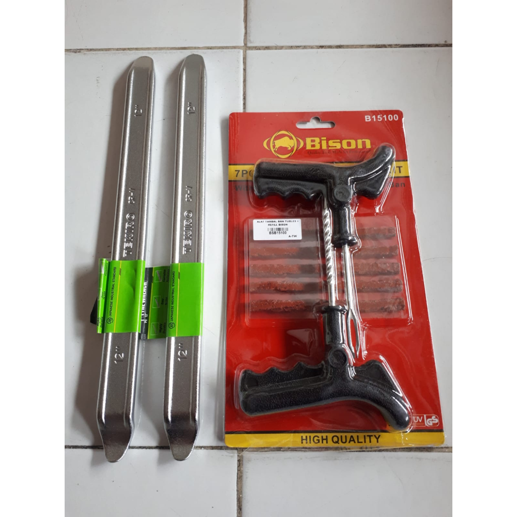 TEKIRO paket alat tambal ban tubles / Congkelan ban 12&quot; / cukit ban 12in alat tambal gagang plastik