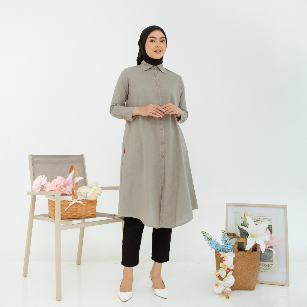 RILLEY - Tunik Hellen | Pakaian Wanita Muslim Atasan Tunik Midi Dress