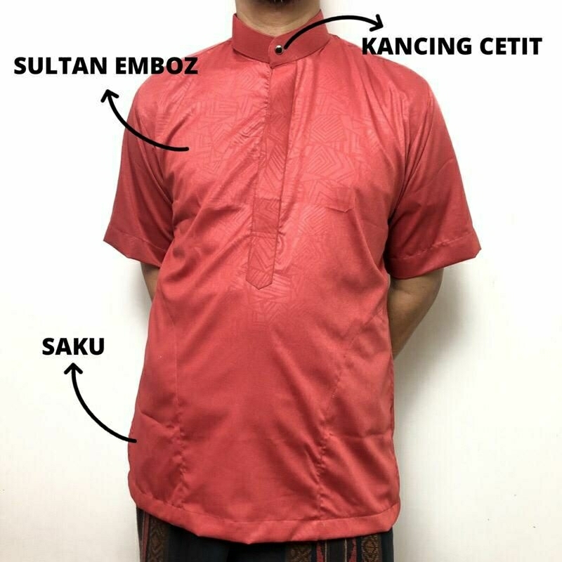 Baju Koko Embos Lengan Pendek | Koko Sultan Santai | Taqwa Bin Husein