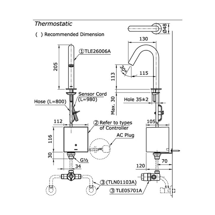 Kran Wastafel Sensor TOTO TLE26006A / Kran Sensor AC - DC - DC/BATERAI