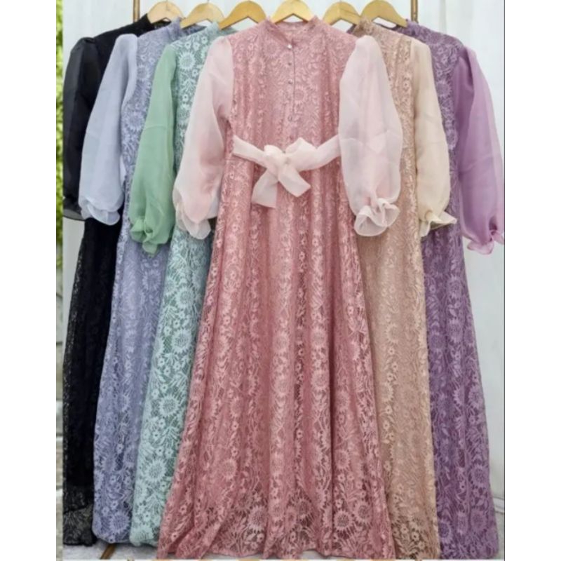 Dress Pesta Brukat organza Mazaya| Baju Pesta Brukat organza