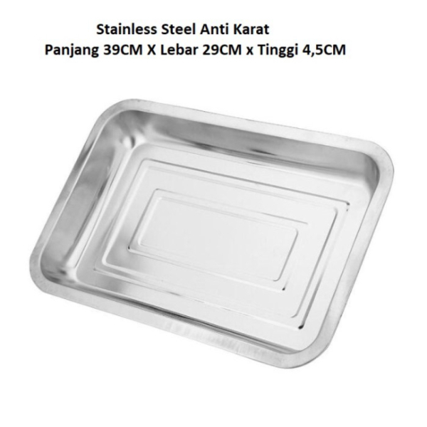 

Meiramart Rak Nampan Tray Stainless BAKI Baking Keranjang Tatakan Tutup Besar 40 - Alas 39x29x4 Aesthetic
