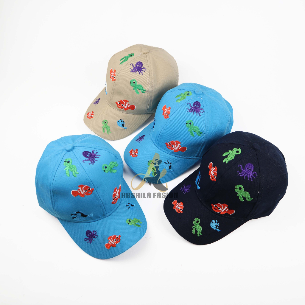 Topi Baseball Anak Laki Laki Perempuan Full Bordir Ikan