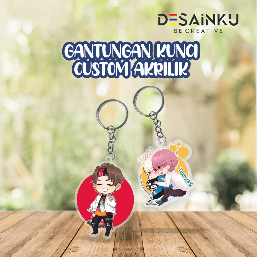 HOT SALE !! Gantungan Kunci Akrilik Bening 2 Sisi - Print UV