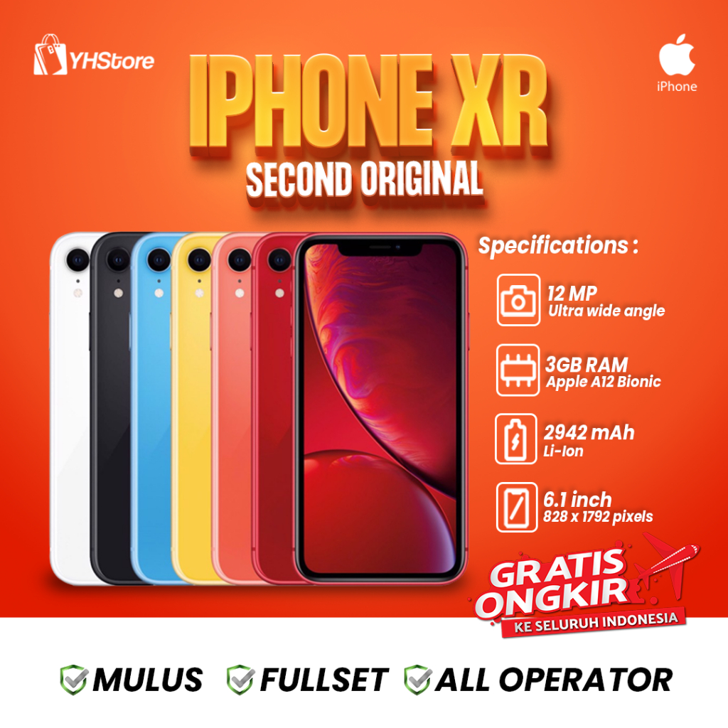 iPhone XR 64GB BEKAS ORIGINAL 100% | NORMAL FULLSET Kondisi Mulus