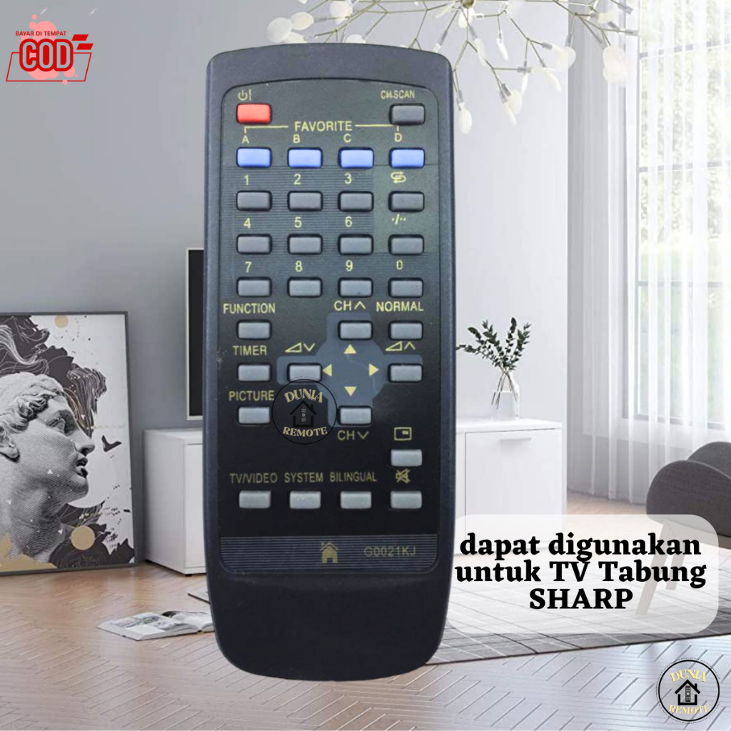 Remot Remote TV Tabung SHARP 0 21 KJ Hitam tanpa setting