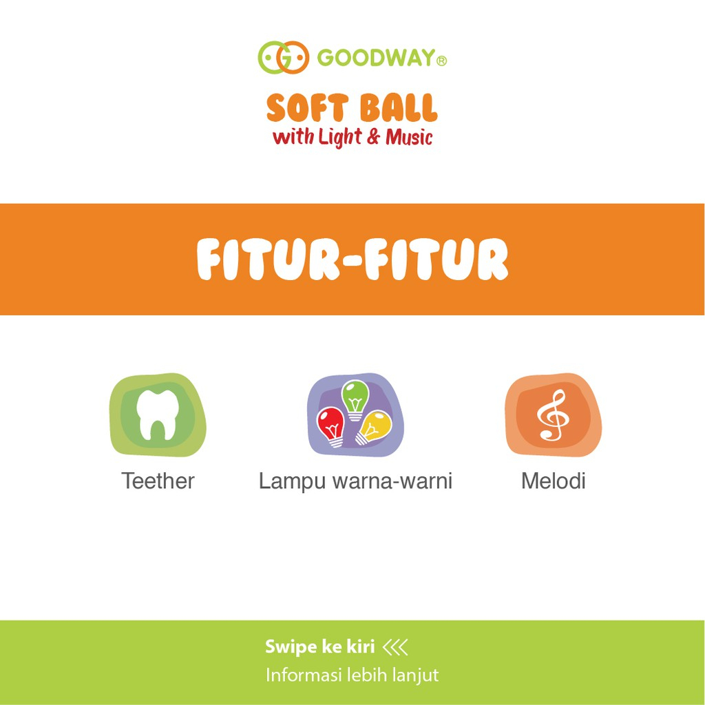 Goodway Soft Ball With Light &amp; Music / Teether Rattle Bayi / Mainan Gigitan Bayi Bola / Mainan Bayi