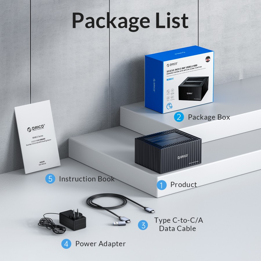 Docking ssd hdd orico 1 bay Slot 3.5&quot; 2.5&quot; sata type-c usb 3.2 10Gbps RGB 9618c3 9618-c3 - hard disk drive dock 2.5 3.5 inch sata3