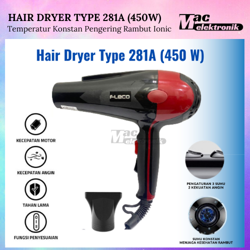 Hair Dryer Alat Pengering Rambut Professional Multifungsi Power 450W Type 281A