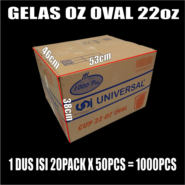 Gelas oz Oval 12oz 14oz 16oz 18oz 22oz Per Dus Bening Cup Plastik Gjk