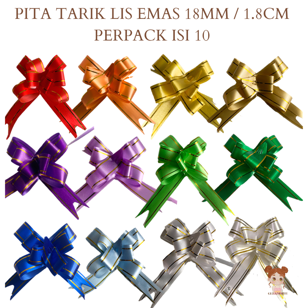 

pita tarik lis emas 18mm / 1.8cm serut [perpack isi 10] serut