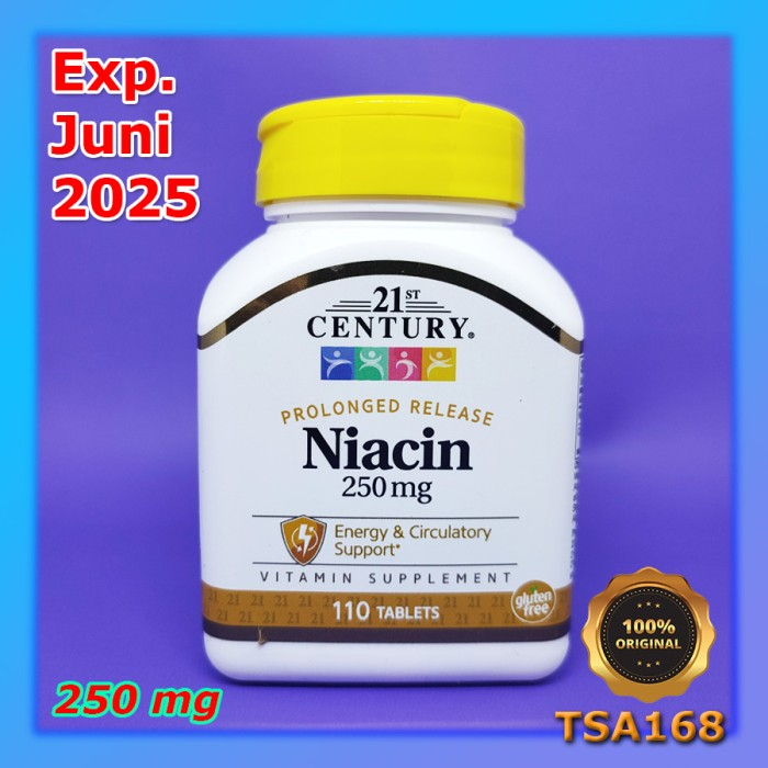 21st Century Niacin 250 500 mg 110 100 Tablet ORI USA
