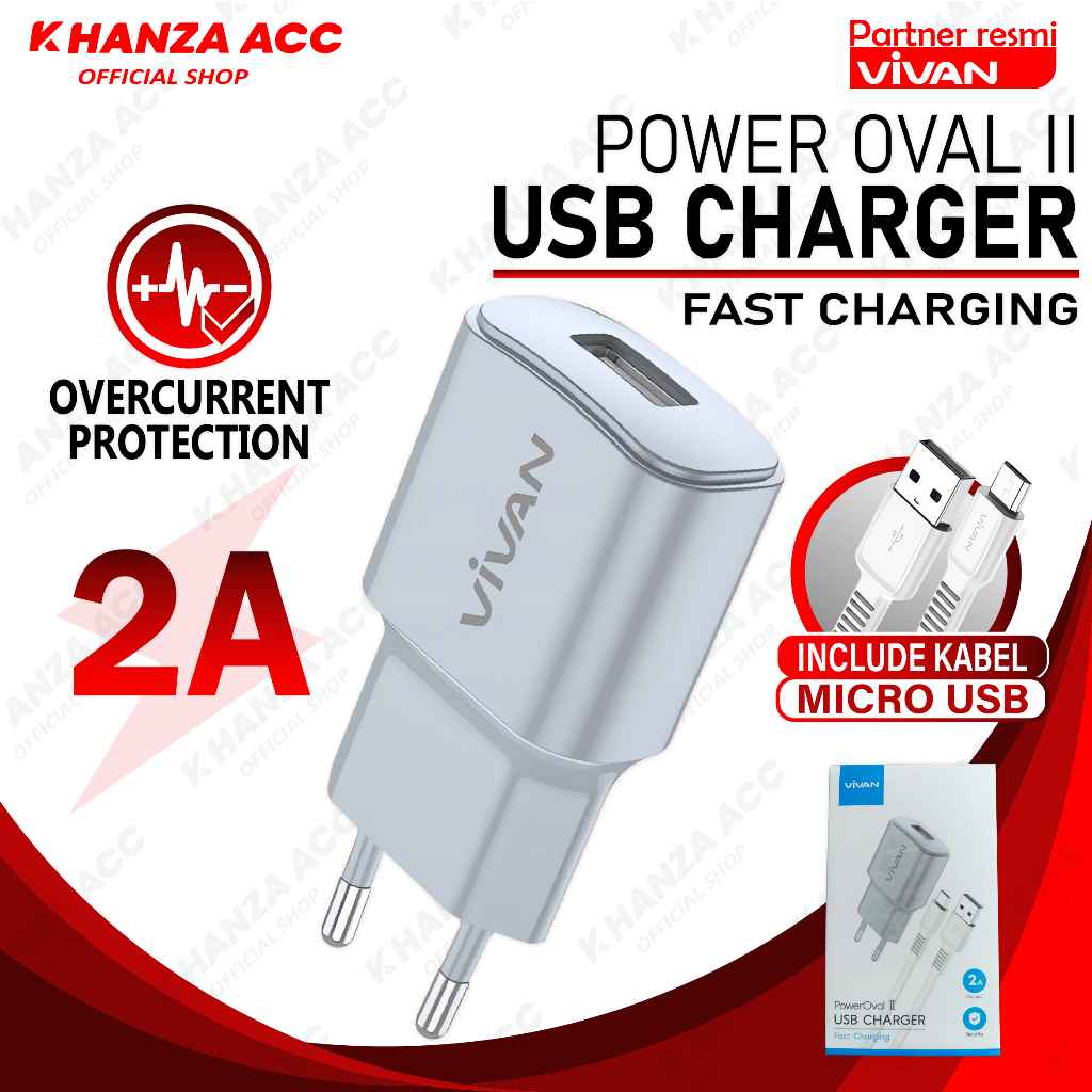 KHANZAACC VIVAN POWER OVAL II Charger Handphone Single Output 2A