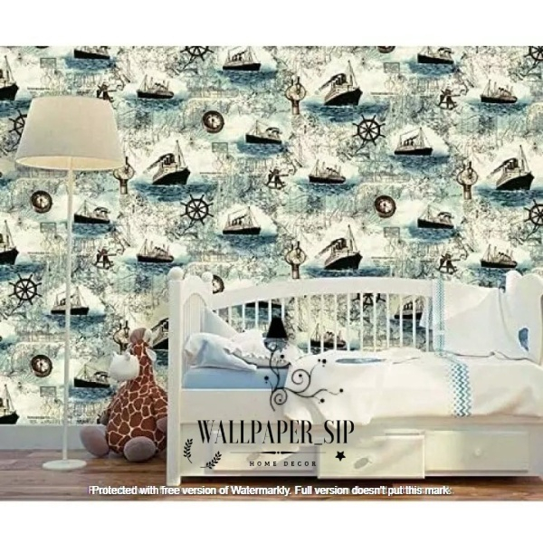 Wallpaper Dinding Motif Kapal Panjang 8 s/d 10Meter x Lebar 45cm