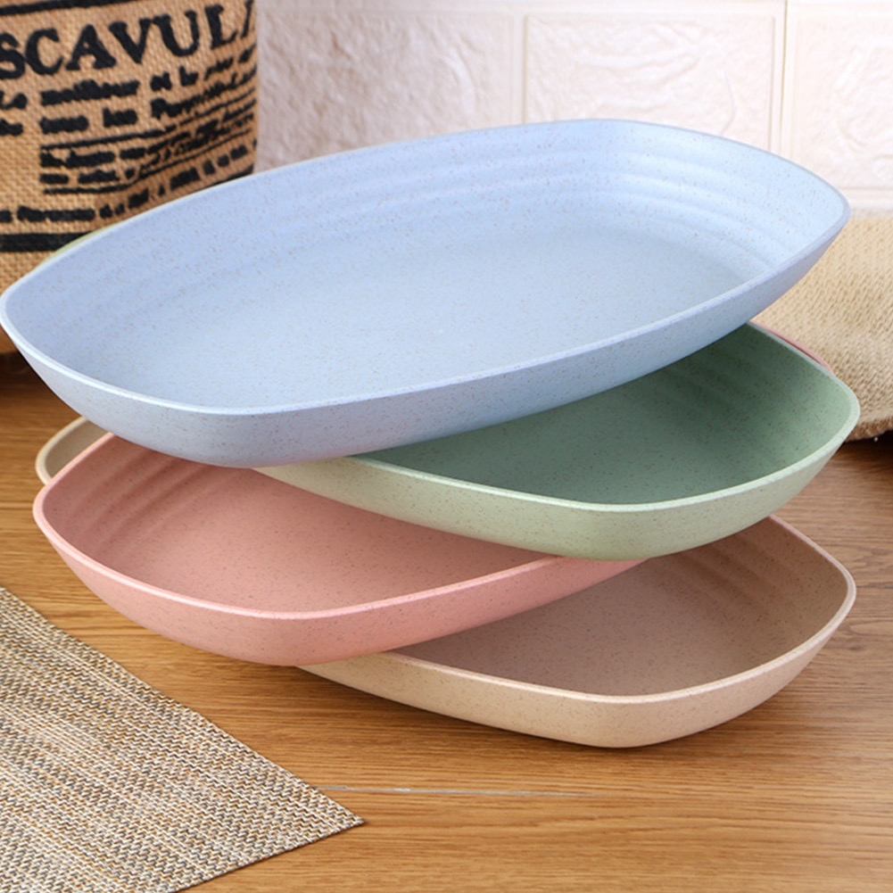 【33LV.ID】Piring Oval Piring Makanan Buah Kue Bahan Jerami Gandum Ukuran 15x5x29Cm PRM04