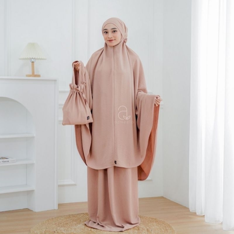 Mukena MECCA PRAYER SET by AZMEELA Resleting Dagu French